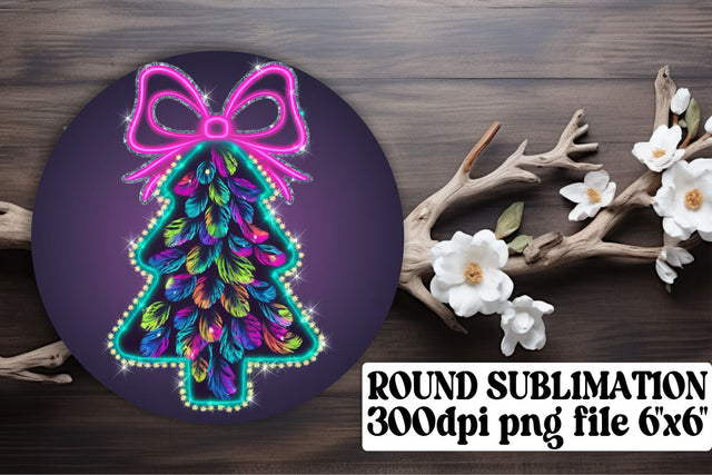 Trendy round PNGs for keychains, sublimation-ready format! , Neon Xmas Sublimation afrosvg 