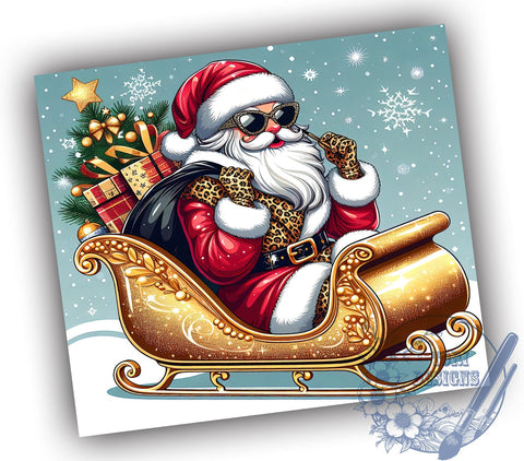 Trendy Santa Tumbler, Leopard Print Christmas, Holiday Drinkware, Sublimation Design, Festive Gift, Cute Christmas Wrap, Personalized Tumbler, Stylish Holiday Decor Sublimation ToriDesigns 