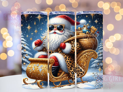 Trendy Santa Tumbler, Leopard Print Tumbler, Christmas Tumbler, 20oz Tumbler, PNG Sublimation Design, Holiday Drinkware, Santa Gift, Animal Print Christmas Tumbler Sublimation SvggirlplusArt 