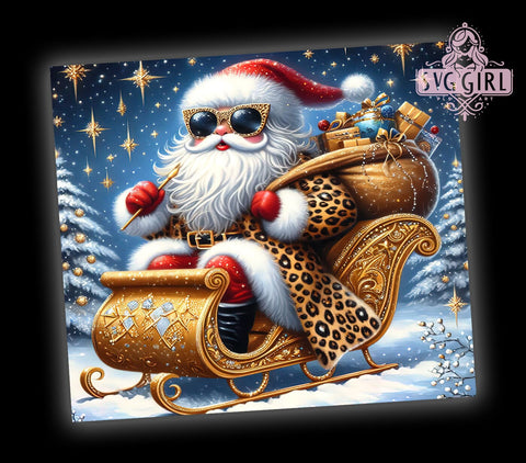 Trendy Santa Tumbler, Leopard Print Tumbler, Christmas Tumbler, 20oz Tumbler, PNG Sublimation Design, Holiday Drinkware, Santa Gift, Animal Print Christmas Tumbler Sublimation SvggirlplusArt 