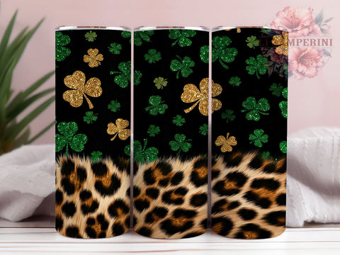 Trendy Shamrock Leopard 20oz Tumbler, Leopard Print Tumbler, Shamrock Tumbler Wrap, 20oz Tumbler Sublimation, Trendy St Patricks Design, Animal Print Tumbler, Fashionable Tumbler Sublimation Li Zamperini 