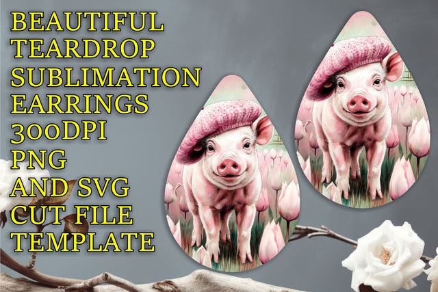 Trendy teardrop earrings file, vibrant and customizable PNG, Animals Sublimation HoodArtCraft 
