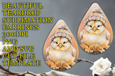 Trendy teardrop earrings sublimation file, easy-to-edit PNG, Animals Sublimation HoodArtCraft 