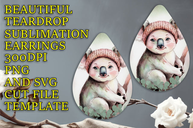 Trendy teardrop earrings template, perfect for sublimation, Animals Sublimation HoodArtCraft 