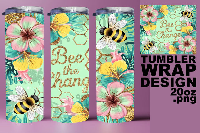 Trendy tumbler wrap, high-quality PNG for creativity! , Bee Sublimation HoodArtCraft 