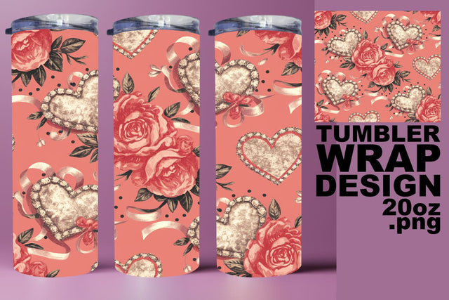 Trendy tumbler wrap, vibrant PNG for unique gifts! , Heart Sublimation HoodArtCraft 