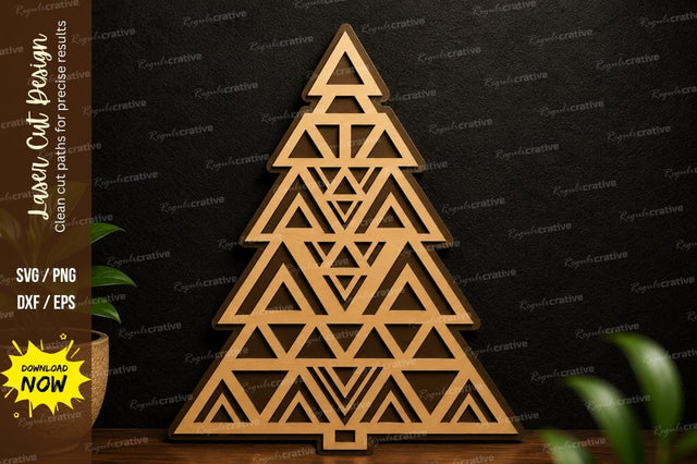 Triangle Pattern Christmas Tree Laser Cut SVG Design SVG Regulrcrative 