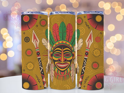 Tribal African Mask Tumbler, Tribal Art, Ethnic Design, Cultural Pattern, Tumbler Wrap, Sublimation Design, 20oz Tumbler Sublimation SvggirlplusArt 