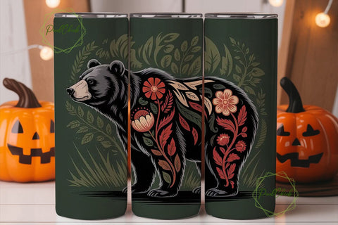 Tribal Bear 20oz Tumbler Wrap Sublimation PixelChick 