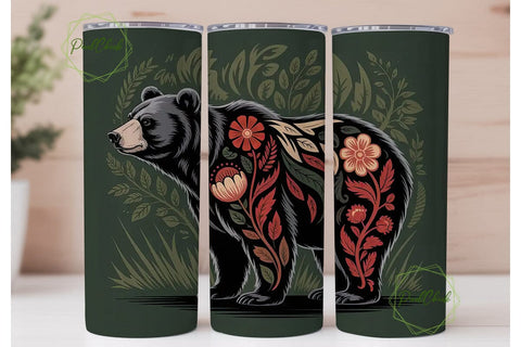 Tribal Bear 20oz Tumbler Wrap Sublimation PixelChick 