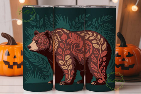 Tribal Bear 20oz Tumbler Wrap Sublimation PixelChick 