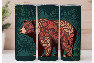 Tribal Bear 20oz Tumbler Wrap Sublimation PixelChick 