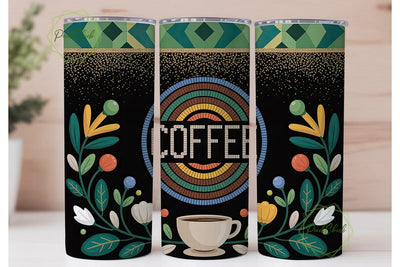 Tribal Coffee Mandala 20oz Tumbler Wrap Sublimation PixelChick 