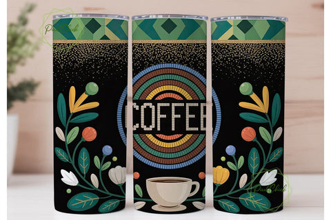 Tribal Coffee Mandala 20oz Tumbler Wrap Sublimation PixelChick 