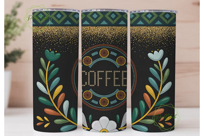 Tribal Coffee Mandala 20oz Tumbler Wrap Sublimation PixelChick 