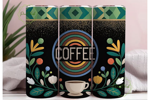 Tribal Coffee Mandala 20oz Tumbler Wrap Sublimation PixelChick 