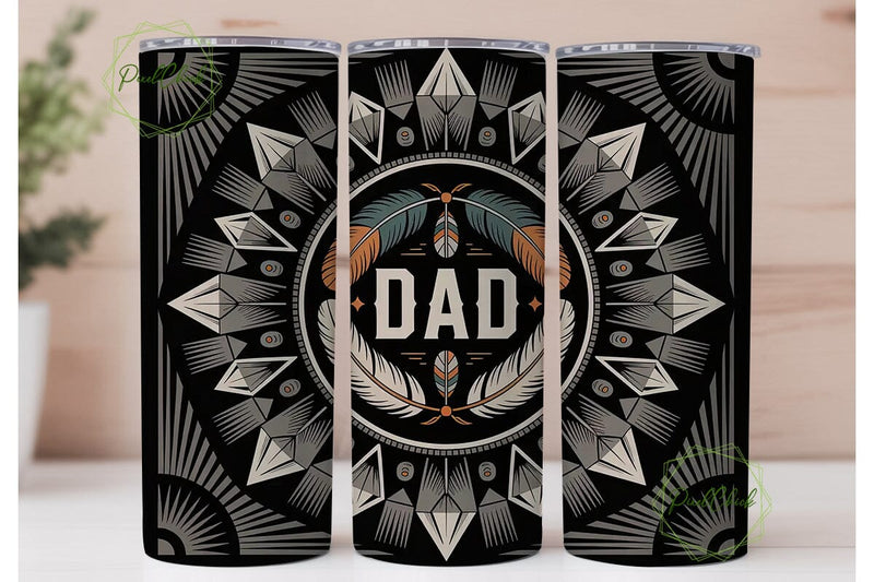 Tribal Dad 20oz Tumbler Wrap Sublimation PixelChick 