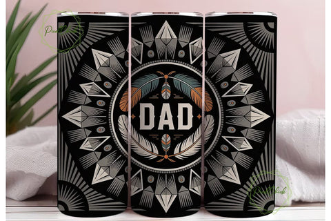 Tribal Dad 20oz Tumbler Wrap Sublimation PixelChick 