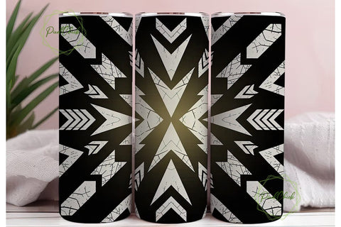Tribal Distressed Tumbler Wrap PNG Sublimation PixelChick 