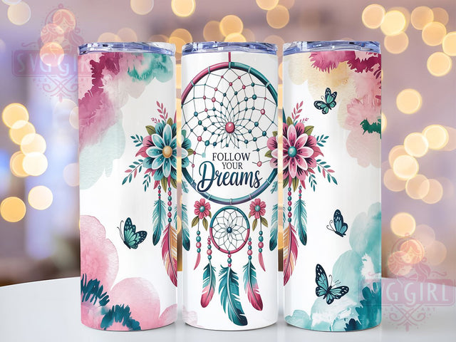 Tribal Ethereal Dreamcatcher Tumbler, Boho Dreams Wrap, Follow Your Dreams Tumbler, 20oz Bohemian Sublimation, Inspirational Boho Tumbler, Tribal Dreamcatcher Wrap, Ethereal Tumbler Design Sublimation SvggirlplusArt 
