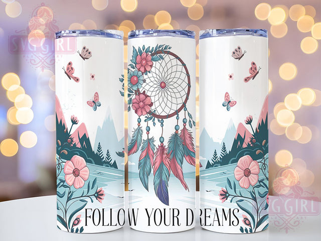 Tribal Ethereal Dreamcatcher Tumbler, Boho Dreams Wrap, Follow Your Dreams Tumbler, 20oz Bohemian Sublimation, Inspirational Boho Tumbler, Tribal Dreamcatcher Wrap, Ethereal Tumbler Design Sublimation SvggirlplusArt 