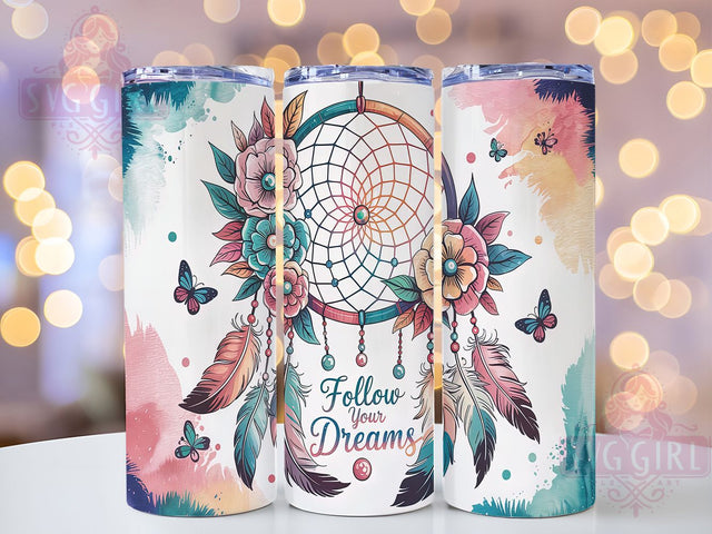 Tribal Ethereal Dreamcatcher Tumbler, Boho Dreams Wrap, Follow Your Dreams Tumbler, 20oz Bohemian Sublimation, Inspirational Boho Tumbler, Tribal Dreamcatcher Wrap, Ethereal Tumbler Design Sublimation SvggirlplusArt 