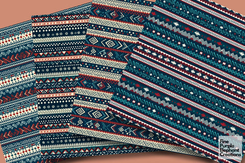 Tribal Fair Isle | Ugly Christmas Sweater Digital Pattern Fine Purple Elephant Creations 