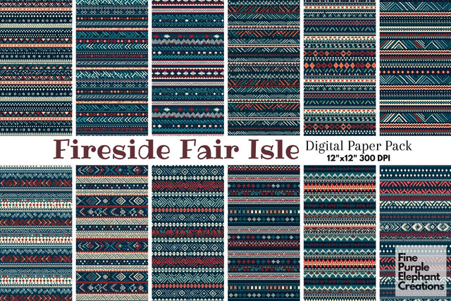 Tribal Fair Isle | Ugly Christmas Sweater Digital Pattern Fine Purple Elephant Creations 