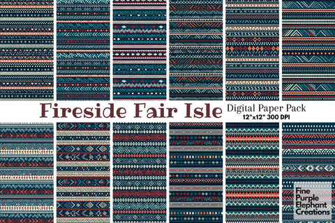 Tribal Fair Isle | Ugly Christmas Sweater Digital Pattern Fine Purple Elephant Creations 
