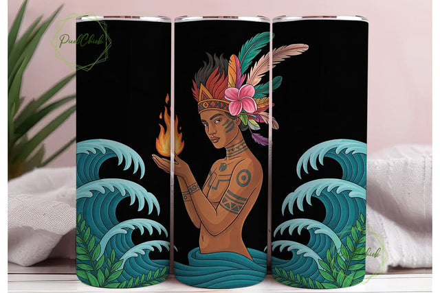 Tribal Fire Dancer 20oz Tumbler Wrap Sublimation PixelChick 