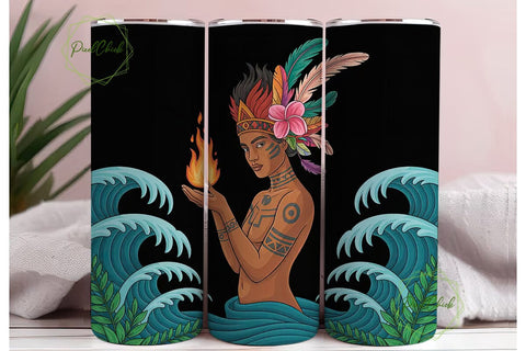 Tribal Fire Dancer 20oz Tumbler Wrap Sublimation PixelChick 