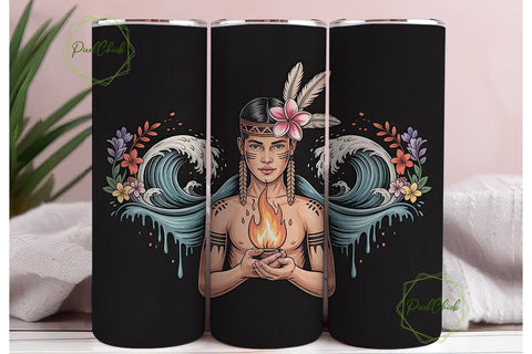 Tribal Fire Dancer 20oz Tumbler Wrap Sublimation PixelChick 