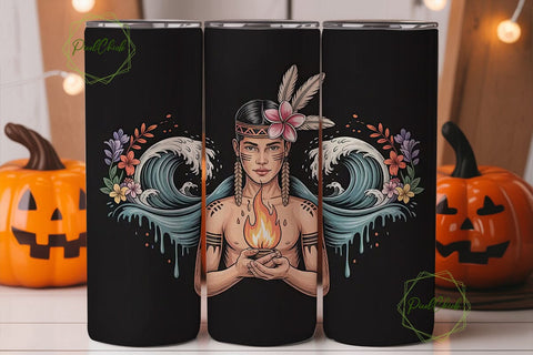 Tribal Fire Dancer 20oz Tumbler Wrap Sublimation PixelChick 