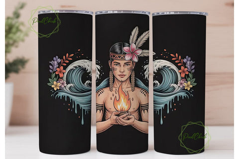 Tribal Fire Dancer 20oz Tumbler Wrap Sublimation PixelChick 