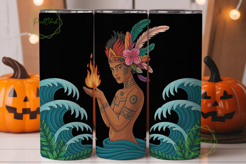 Tribal Fire Dancer 20oz Tumbler Wrap Sublimation PixelChick 