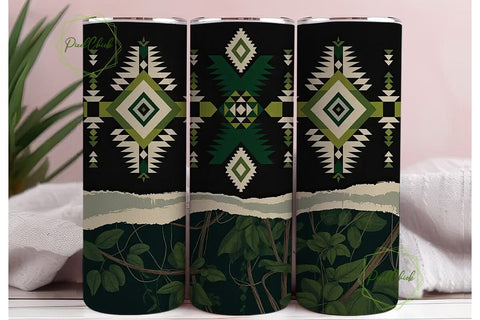 Tribal Foliage 20oz Tumbler Wrap Sublimation PixelChick 