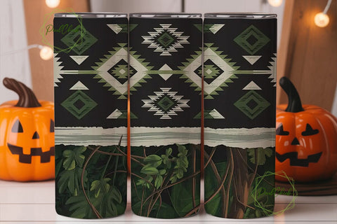 Tribal Foliage 20oz Tumbler Wrap Sublimation PixelChick 