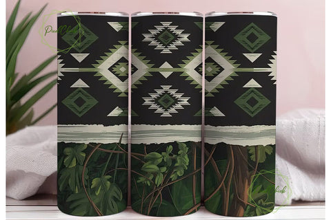 Tribal Foliage 20oz Tumbler Wrap Sublimation PixelChick 