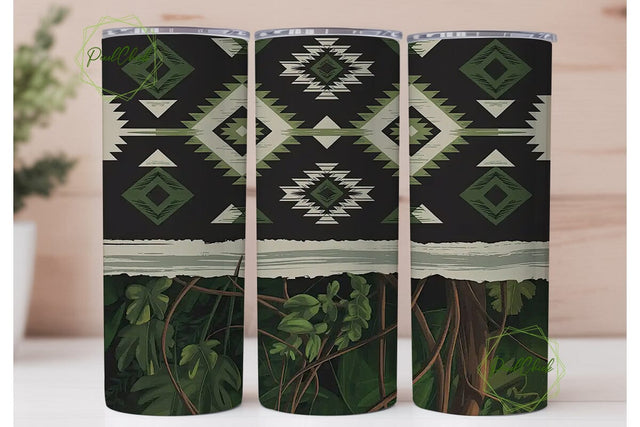 Tribal Foliage 20oz Tumbler Wrap Sublimation PixelChick 