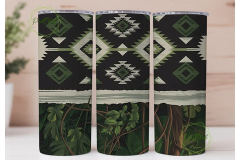 Tribal Foliage 20oz Tumbler Wrap Sublimation PixelChick 