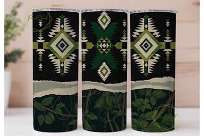 Tribal Foliage 20oz Tumbler Wrap Sublimation PixelChick 