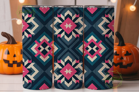 Tribal Geo Pink & Navy 20oz Tumbler Wrap Sublimation PixelChick 
