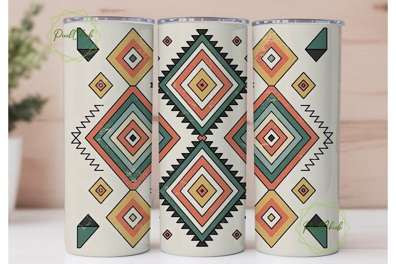 Tribal Geometric 20oz Tumbler Wrap Sublimation PixelChick 