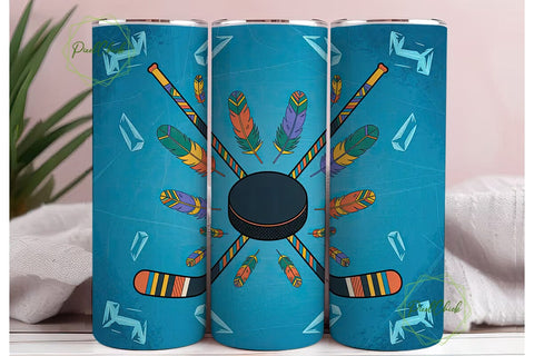 Tribal Hockey 20oz Tumbler Wrap Sublimation PixelChick 