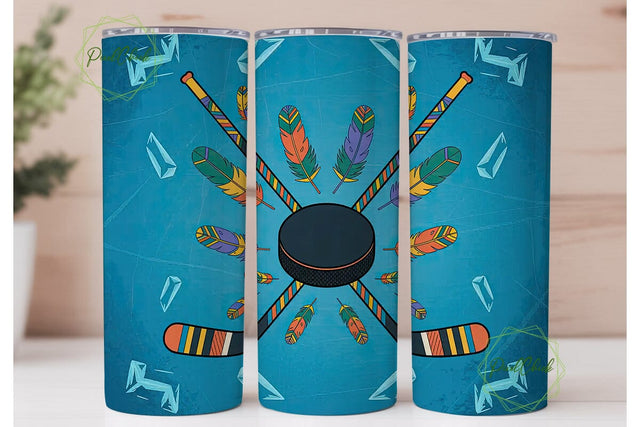 Tribal Hockey 20oz Tumbler Wrap Sublimation PixelChick 