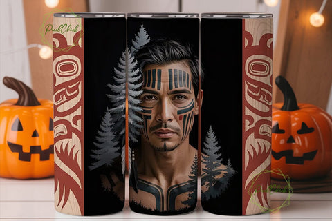 Tribal Man Portrait Tumbler Wrap Sublimation PixelChick 