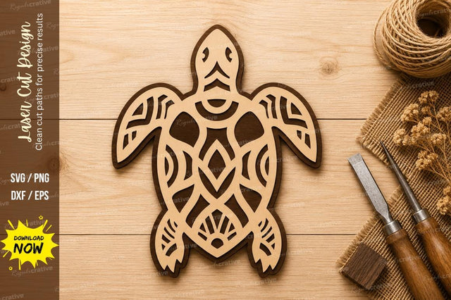 Tribal Turtle Laser Cut SVG Design SVG Regulrcrative 