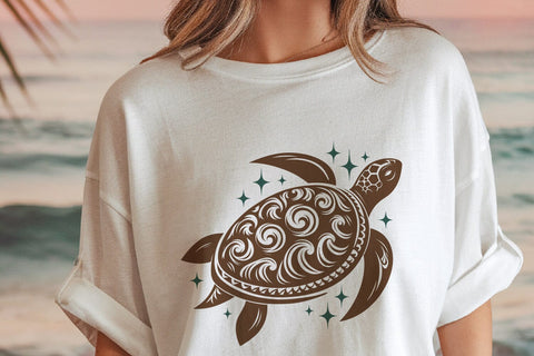 Tribal Turtle Mandala SVG | Ornamental Sea Turtle Clipart SVG Tafti Art 