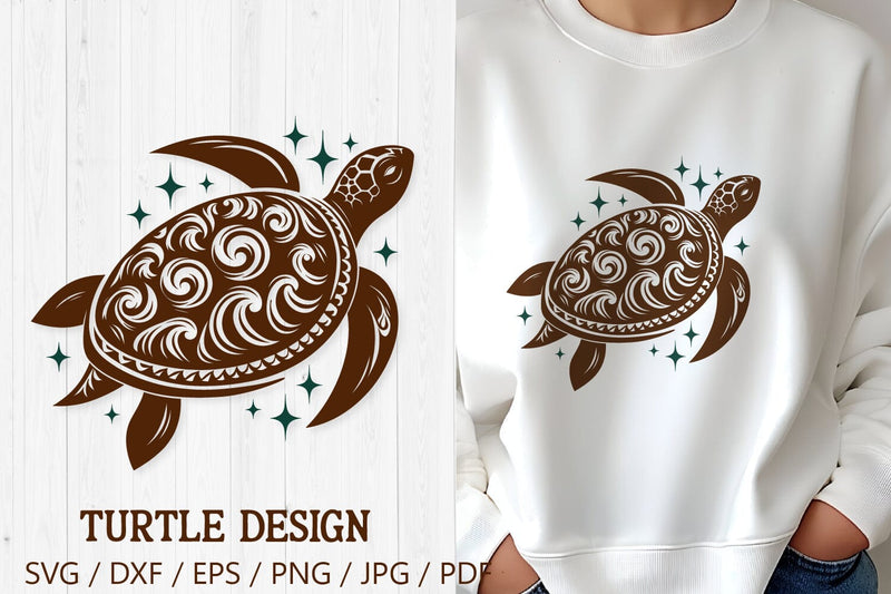 Tribal Turtle Mandala SVG | Ornamental Sea Turtle Clipart SVG Tafti Art 