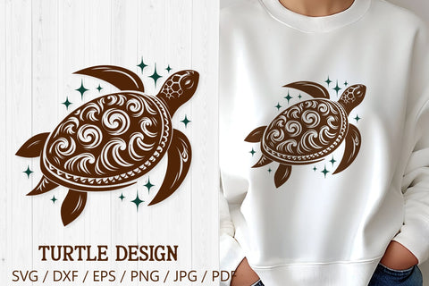 Tribal Turtle Mandala SVG | Ornamental Sea Turtle Clipart SVG Tafti Art 